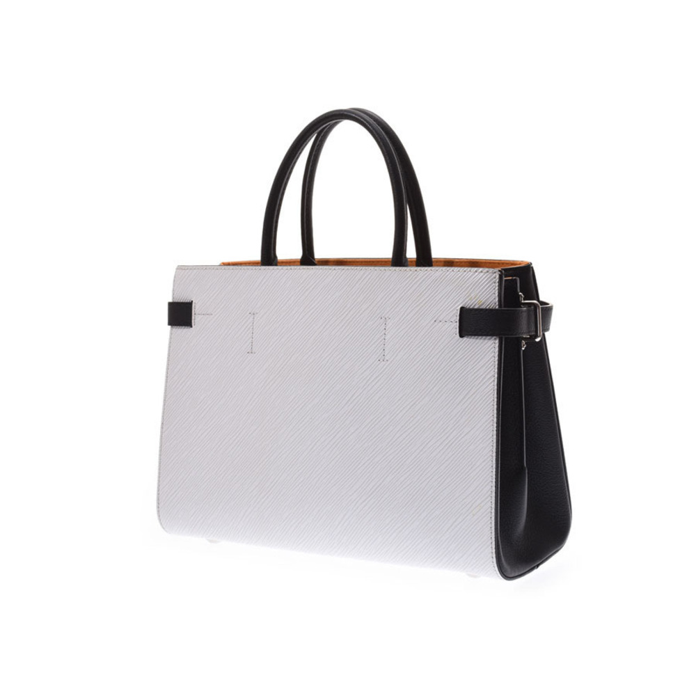 Louis Vuitton Epi Black Leather White Tote Bag Twist